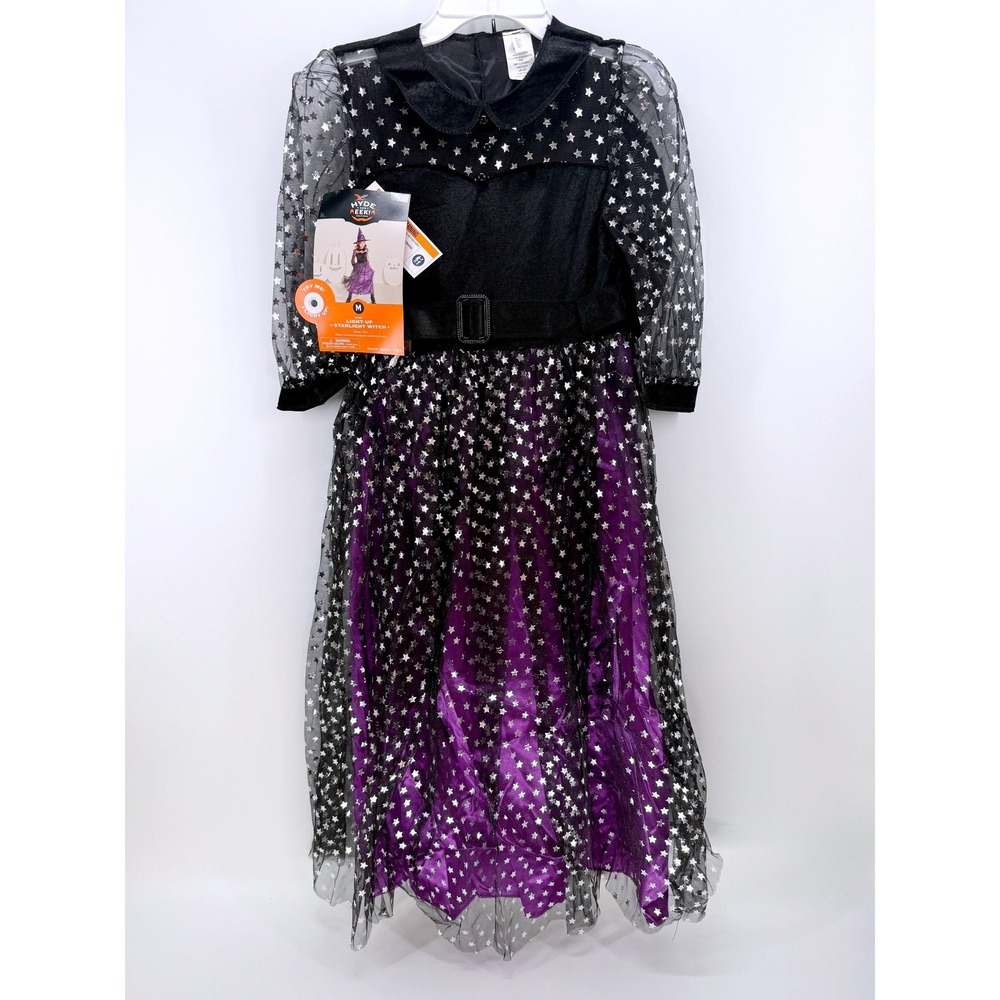 Hyde & EEK Light-Up Starlight Girl Witch Costume Purple M Black Star Dress Hat